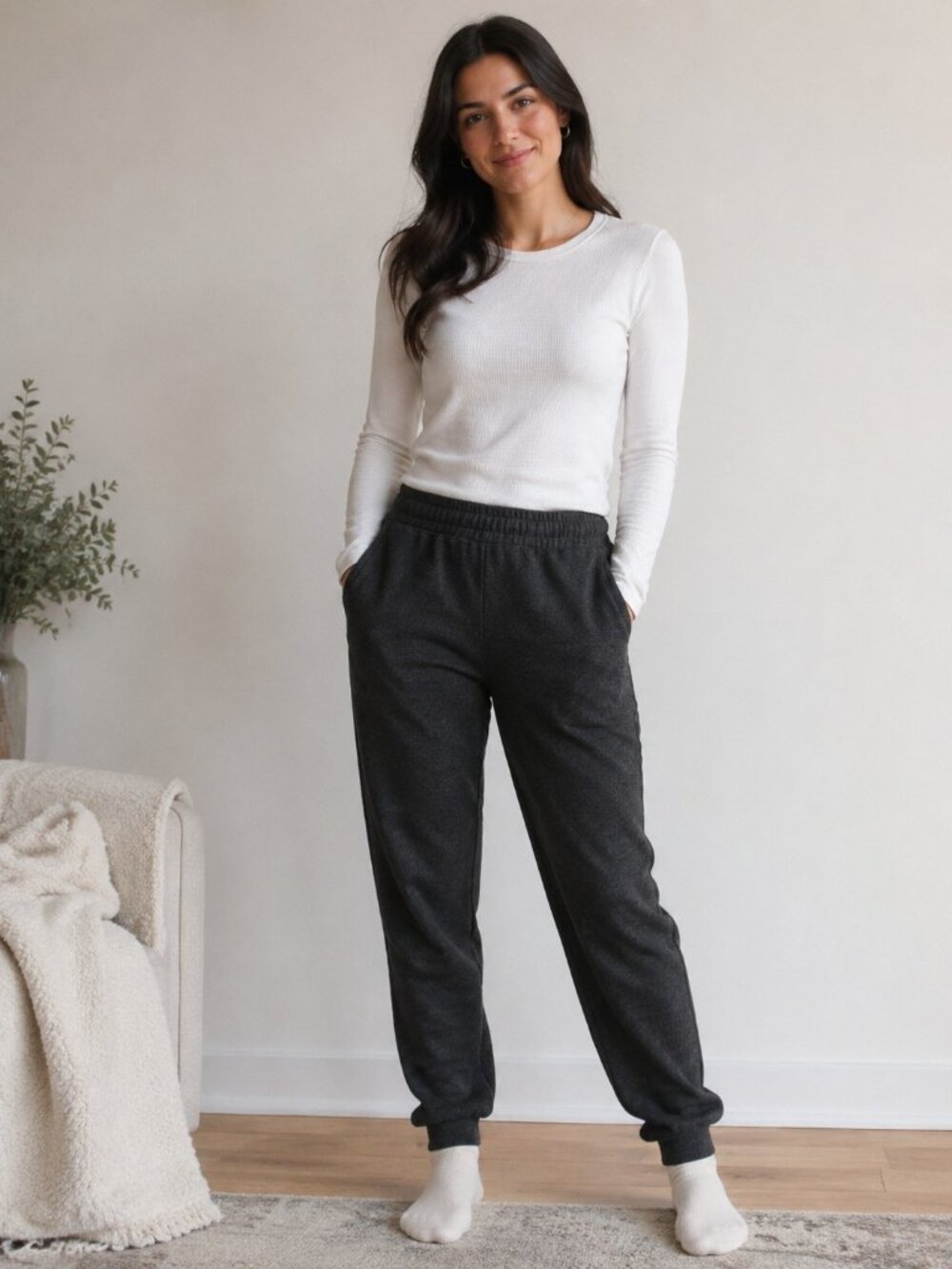 MATE Organic Fleece Relaxed Sweatpant W/Pockets Heather Black Size Xs New NWT